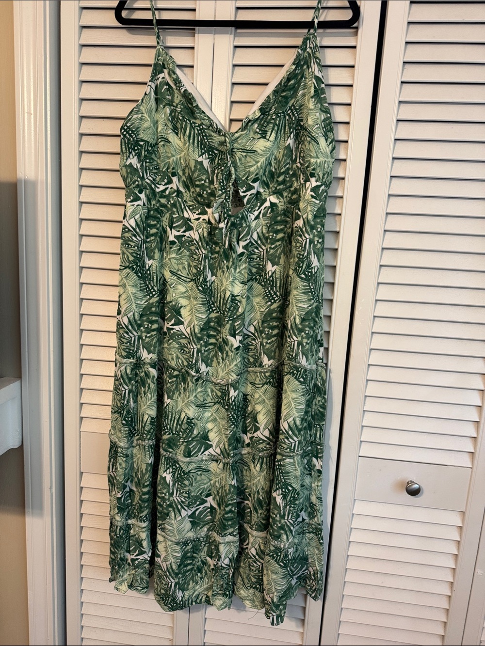 Women’s Green Tropical Print Slip Dress